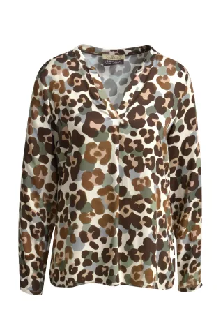 Smith&Soul - Vince Blouse choco print - Gr. - L
