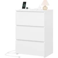 Homfa Nachttisch Nachtschrank Nachtkommode Nachtkonsole (1-St), 3 Schubladen, 45x38x66 cm, Weiß