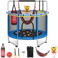 kehot Kindertrampolin Gartentrampolin mit Sicherheitsnetz, Stabiler Konstruktion, Geschenk, Ø 140 cm, Kindertrampolin 6-in-1 Spielstation für Indoor & Outdoor Bewegung