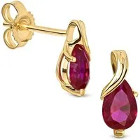 Miore Paar Ohrstecker MG9264E - aus Gelbgold - 9 Karat 375 Gold - mit Rubinen, Damen Ohrringe mit insgesamt 1,13Kt.