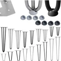 Melko Tischbein Tischgestell Tischbeine Hairpin 4er-Set Schwarz Silber Stahl Tischkufe, Robust & Stabil