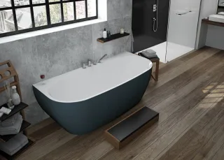 Hoesch Badewanne iSensi Vorwand 1900x900 Monolith mit Überlauf in Weiss 3920.112