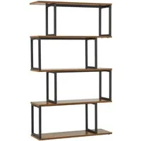 Mondeer Bücherregal Standregal, mit Metallrahmen, 76x24x127.5cm, Braun