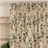 SCHÖNER LEBEN. Vorhang SCHÖNER LEBEN. Vorhang Eukalyptus Leaves Eukalyptusblätter natur grü, Smokband, blickdicht, Kunstfaser, handmade