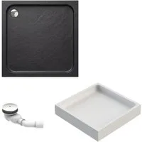 Schulte Duschwanne Adria, Sanitäracryl, 80 x 80 cm Anthrazit Komplett Set mit Wannenträger und Ablauf