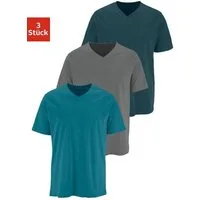H.I.S T-Shirt mit V-Ausschnitt, V-neck, Unterziehshirt (3er-Pack) unifarben, V-neck, aus Baumwolle