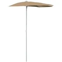 vidaXL Sonnenschirm Halb-Sonnenschirm mit Mast 180x90 cm Taupe