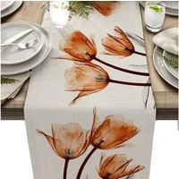 Diwzbyn Tischläufer Mode Pflanzen Blumen Tischläufer Tischdecke Bohemian Tabelle Flagge, für Küche Esstisch, Abwaschbar, Outdoor Urlaub Party Dekor 33x183cm