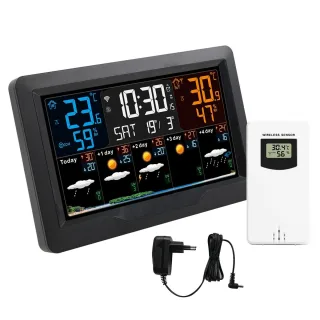 FJ3390TY-A WIFI Graffiti VA Color Screen Multi-function Weather Clock Electronic Alarm Clock Indoor Outdoor Temperature