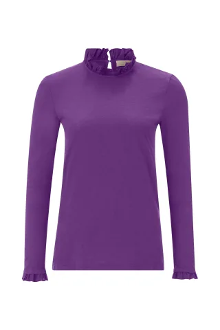 Rich & Royal - Organic Slub Frill Longsleeve royal plum - Gr. - M