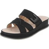 Ital-Design Damen Pantolette mit Keilsohle und Zierelement Plateausandaletten (91849391) Keilabsatz/Wedge Keilsandaletten in Schwarz