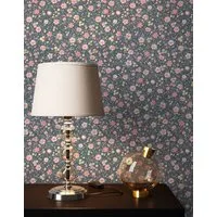 Newroom Vliestapete Lavea Tapete Blumentapete Blumen,Blüten,Wiese, Rosa Tapete Landhaus Blumen - Blumentapete Anthrazit Blau Romantisch Floral Blüten Wiese für Wohnzimmer Schlafzimmer Büro, modern