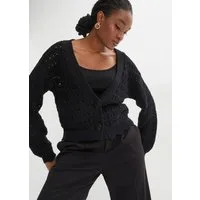bonprix Ajourstrickjacke Oversize-Passform, mit Lochstrickmuster, im Casual Stil