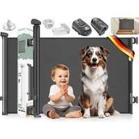 KIDIZ Türschutzgitter Treppenschutzgitter ausziehbar bis 180cm für Kinder, Babys & Haustiere (Schutzgitter für Treppen & Türen inkl. Bodenanker & Montagezubehör), Raumtrennung Absperrgitter kindersicheres Treppengitter