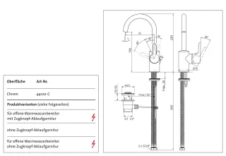 Kaja Magis Waschtischarmatur ND mit, Schwenkauslauf-RA140mm undAblaufg. chr., 44913-C 44913-C