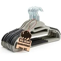 BigDean Kleiderbügel 20 Stück Kleiderbügel antirutsch platzsparend grau - robuste Bügel, (Packung, 20-tlg), Multifunktional, Jacken, Oberteile, Hosen, Krawatte, Schaal.