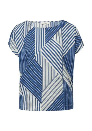 s.Oliver Red Label - Strukturiertes T-Shirt mit All-over-Print blau/weiß - Gr. - 34