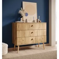 MOEBLO Kommode SOLVIA (4 Schubladen, skandinavisches Design, Soft-Close, Holzfüße, Sideboard Wohnzimmer Kommode Schlafzimmer Komodenschrank), (BxHxT): 100x85x41cm