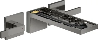 Hansgrohe 3-Loch Waschtischarmatur AxMyEdition F-Set Wandmontage o.Platte, polished black chrome, 47 47082330