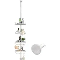 Kityhome Duschablage Höhenverstellbarer Eck-Duschregaler bis zur Decke-4 Etagen Organizer, platzsparendes eck-design, bohrfreie spannstangen-montage