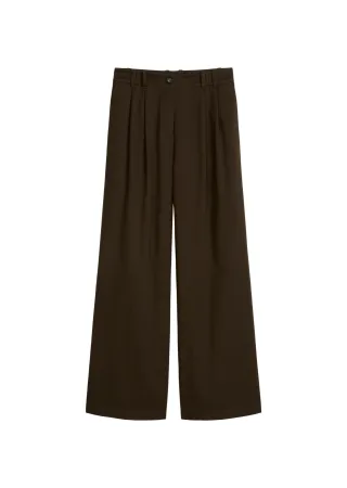 Marc OPolo Casual - Weite Bundfaltenhose Mossy Earth - Gr. - 34
