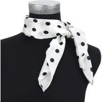 Ella Jonte Halstuch, kleines Rockabilly Tuch Seidenmischung weiß mit schwarzen Punkten