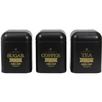 Neuetischkultur Vorratsdose Vorratsdosen 3er-Set eckig schwarz, Eisen, (Set, 3-tlg., 3 Vorratsdosen), Metall Kaffeedose Teedose Zuckerdose