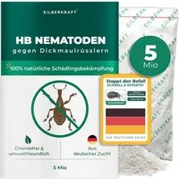 Silberkraft Insektenvernichter HB-Nematoden gegen Larven von Dickmaulrüssler, Gartenlaubkäfer & mehr, biologische Schädlingsbekämpfung für Garten & Topfpflanzen