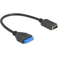 19 Pin USB Pfostenbuchse zu USB Typ-E Key A Buchse, Adapter schwarz/blau, 25cm