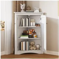 Flieks Eckschrank (1-St., B61,5xT34,5xH80 cm) Badkommode Mehrzweckschrank Eckkommode mit 3 Fächern Weiß