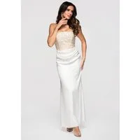 OMBRE Abendkleid Damen Abendkleid Maxi mit schmalem Schnitt Ecru L (kein Set, 1-tlg)