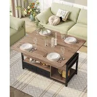 MSMASK Couchtisch 3-in-1-Multifunktions-Wohnzimmertisch mit 2 Schubladen, Kaffeetisch, Versteckte Aufbewahrung, 50T x 100B x 50H cm