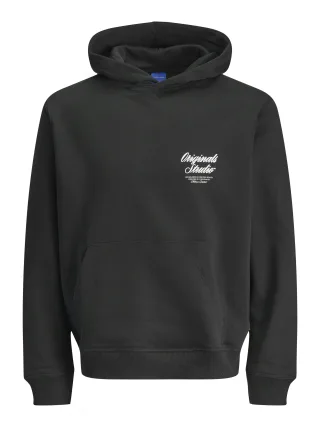 JACK&JONES - JORNORREBRO TYPO BACK SWEAT HOOD SN black - Gr. - M