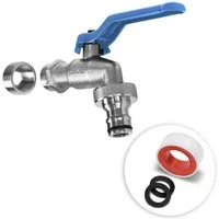 YourCasa Absperrventil Wasserhahn Garten 1/2 Zoll & 3/4 Zoll aus Messing, Messing, Schnellkupplung, Adapter auf 3/4 Zoll