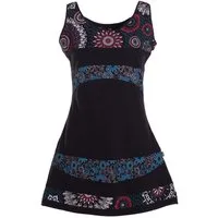Vishes Sommerkleid Damen Ärmellos Bedruckt Patchwork Jersey Baumwolle Alternative Mode, Boho, Hippie, Ethno, Festival