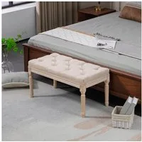 HOMCOM Polsterbank Flurbank mit Knöpfen (Bettbank, 1-St., Sitzbank), Beige 80 x 40 x 43cm