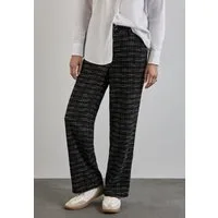STREET ONE Stoffhose QR Straight Leg Bouclé Sommerhose mit Karomuster, Bouclé