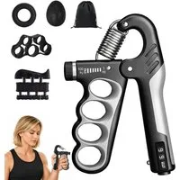 Fyrove Handmuskeltrainer Handtrainer Trainingsset(5er-Pack), Fingertrainer Griffkraft Trainer (Einstellbarer Widerstand 5-100kg, Fingertrainer, Griffkraft Trainer Set, Für Sportler und Wiederherstellung der Hand), Verbesserte Kraft und Grip Handgelen