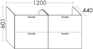 Burgbad Waschtischunterschrank zu M3 Sys30 PG1 Aqua 601x1200x440 Marone Dekor Trüffel, WVFD120F1718 WVFD120F1718