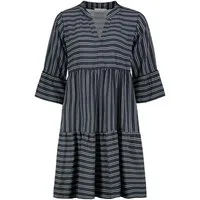DENIMFY Sommerkleid Damen Kleid DFFrida A-Linie 3/4 Arm Freizeitkleid mit V-Ausschnitt aus 100% Viskose