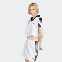 adidas Originals Poloshirt ADICOLOR JACQUARD V-NECK CROP kastiger Schnitt, gecroppte Länge, 3-Streifen an den Ärmeln