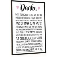 GRAVURZEILE Holzbild mit Spruch Danke - Holzschild - Geschenk für Partner & Familie -