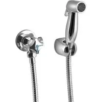 Aqualine Bidetarmatur WC-Handbrause mit Doppelventil und Spülkasten-Wasseranschluss, Chrom Aqualine-CQ4105-01-SET