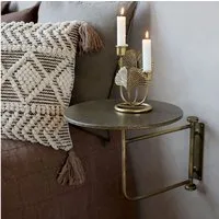 Chic Antique Nachttisch Vintage Wandtisch Antik-Gold Metall Schwenkbar