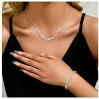 Zaewry Schmuckset Modisches Strass-Halsketten und Armband-Schmuckset (2-tlg), 2-teiliges Damen-Schmuckset