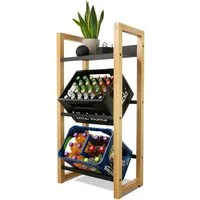 holz4home® Kastenständer Getränkekistenregal aus Bambus I Kistenregal Metallstreben Schwarz, inkl. Metallablage
