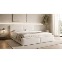 MOEBLO Polsterbett BETT 04 (Bezug: aus Cord, Doppelbett mit Kopfstütze, Rahmenbettgestell 160x200, mit Bettkasten und Lattenrost), mit Bettkasten