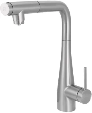 Neuesbad Armatur mit Ausziehbrause und Wasserfilter Anschluss, Edelstahl gebürstet NB1DEBREF75M1