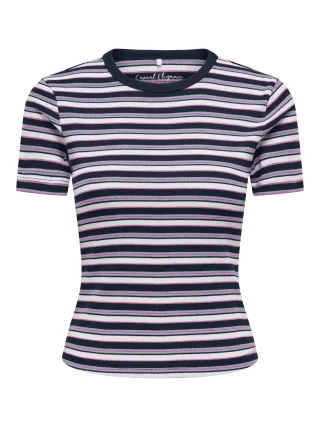 ONLY - ONLVAL S/S O-NECK STRIPE TOP JRS Navy Blazer - Gr. - XS