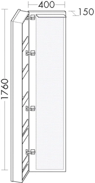 Burgbad Ganzkörperspiegel System 30 Preisgruppe 3 Diago 1760x400x150 Schwarz Solid Matt SPIJ040RF6560